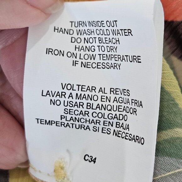 NEW Figueroa & Flower Shirt Petite Medium Sheer Tropical Floral Button Yellow - Picture 9 of 11